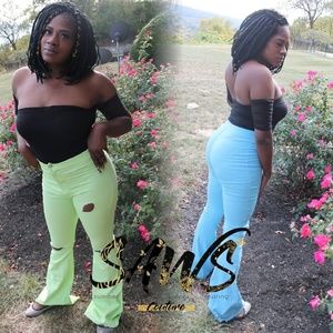 Slim Stretch High Waisted Bell Bottom Jeans